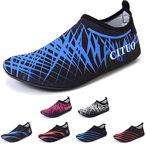 FCKEE Water Shoes Aqua Shoes Aqua Socks Slip-on Barefoot Lightweight Quick-Dry Durable sole Mutifunctional for Beach Swimming Surfing Yoga Women Men kid,FL-L.Blue---40/41
