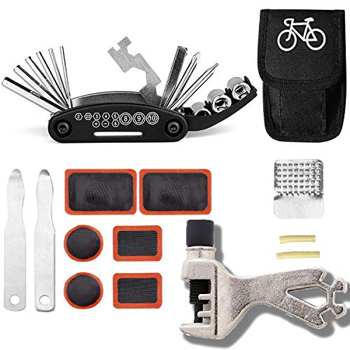 GoTravel2 Mini Bike Repair Tools Kits - 16 in 1 Bicycle Essential Multi tools Set, Portable Bike Kit Repair Set, Bike Tool Bicycle Repair Kit Bicycle Tools Tire Patch Levers for Bicycles (kit)