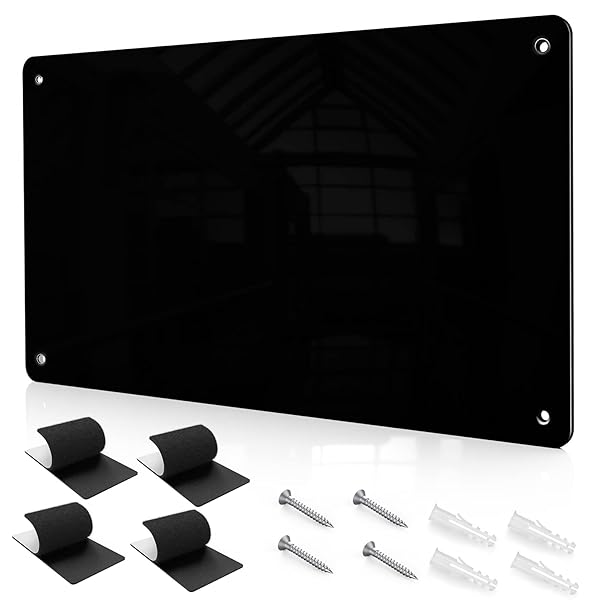 17.7″ X 11.8″ BLACK METAL MAGNETIC BOARD – MAGNET BULLETIN BOARD TO DISPLAY MAGNETIC LETTERS NUMBERS ANIMAL, POETRY, SPICE JARS, NOTES, PHOTOS, SUITABLE FOR WALL, REFRIGERATOR, CUBICLE, CABINET