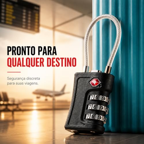 Cadeado com Senha para Viagem 3 Dígitos TSA Portátil Antifurto Mala Mochila Bolsa Academia Armário Resistente Compacto Seguro Fácil de Usar Ideal para Aeroporto Hotel Trabalho (1)