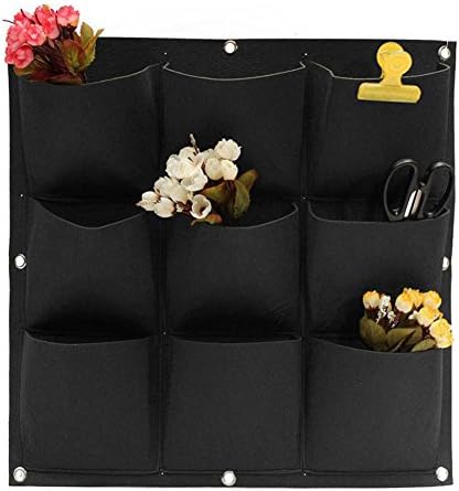 Outdoor Indoor Vertical Wall Planters 9 Pockets Garden Hanging Planters Grow Bag for Herbs/Vegetables/Flowers (Black)