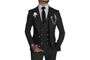 Wangyue Men's 3 Piece Slim Fit Suits Double Breasted Suit Men Formal Suit for Wedding Prom Dinner Party