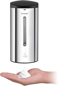 AIKE AK1255 Wall Mounted Touchless Automatic Foam Soap Dispenser Stainless Steel 24 fl.oz. Polished.