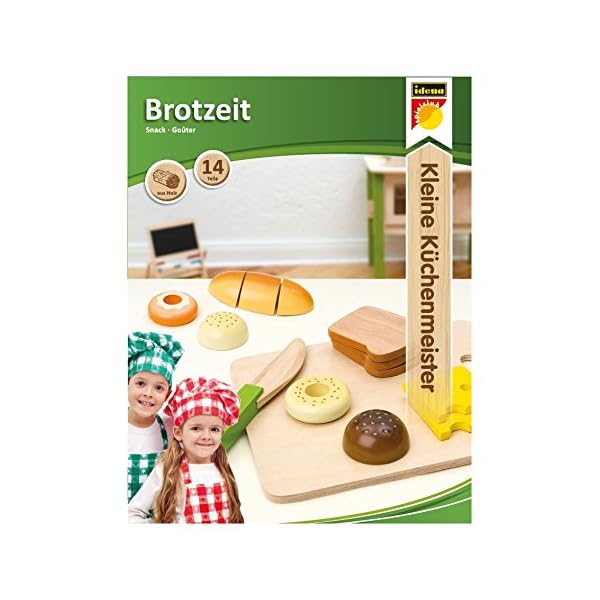 Idena 4100102 - Kleine Küchenmeister Brotzeit Set aus Holz, für Spielküche und Kaufmannsladen, ab 3 Jahre, ca. 20 x 16 x… – Bild 5