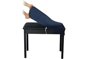 SINOSSO Soft Velvet Piano Bench Cover, (20"- 26.5") L x (11.8"- 15.7") W Rectangle Stretch Washable Stool Upholstered Protector Slipcover, (S, Navy Blue)