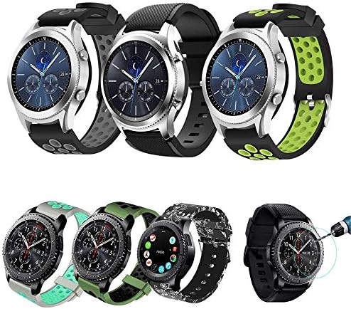 Compatible for Samsung Gear S3 Frontier/Classic Watch Bands 22mm Solid Stainless Steel Metal Business Replacement Silicon Bands Samsung Gear S3 Frontier / S3 Classic Sports Smart Watch Fitness