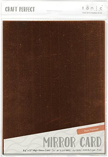 Tonic Studios Mirror Glossy Cardstock 8.5"X11" 5/Pkg-Rose Platinum