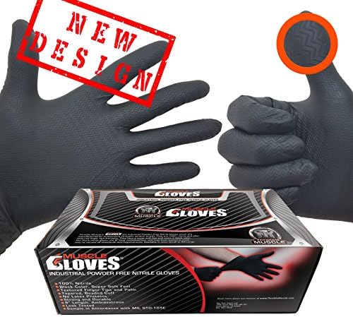 Throttle Muscle Muscle Tire Tread Pattern Industrial Powder Free Disposable Nitrile Gloves 6 Mil Tire Tread Textured Finger and Palm Small TM8476