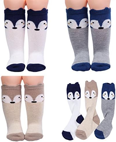 4 Pairs Baby Girls Boys Toddler Cotton Socks Knee High Socks Tube Socks
