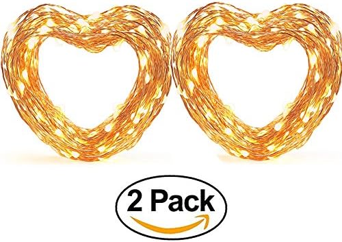 2PCS Battery Operated Fairy Lights, Conve4life 100 LEDs, 32Ft/10M Battery Powered Copper Wire Decorative String Lights with Flashing Mode for Indoor/Outdoor Wedding, Gardens, Bedroom, Patio, Christmas
