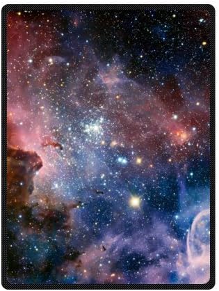 Qihua Queen Size Blue Galaxy Printing Velvet Plush Throw Blanket Comfort Design Home Decoration Fleece Blanket Perfect for Couch Sofa or Travelling 58" x 80" (3)
