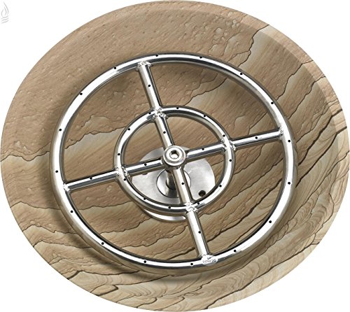 American Fireglass Sand Stone Fire Bowl Kit, Fire Bowl, 12" Fire Ring, Quiet-Flex Gas Line, Safety Shut-Off Valve - Natural Gas