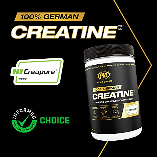 PVL Creapure Creatine Monohydrate Powder – 100% Pure Micronized Creatine Supplement for Women & Men, Unflavoured, Informed-Choice Tested, 82 Servings, 410g