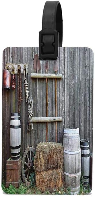 PoppyAnthony Western Wooden Barn Countryside Bucolic Rural House Folk Vintage Scenery Cunstom Luggage Bag Tags Travel Tags Travel ID Tag
