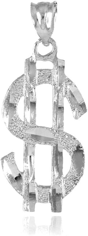 Hip Hop Jewelry 10k White Gold Dollar Sign $ Bling Necklace Pendant