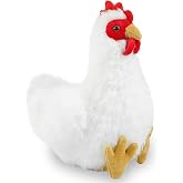 JUSTQUNSEEN Realistic Chicken Stuffed Animal for Kids and Adults Soft Cute Chick Farm Animal Plush Toy Decor/Cuddle Toy for Christmas/Easter/Birthday Gifts (White Hen)