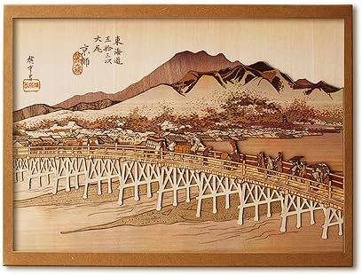 Amazon Kinowa 京都 三条大橋 木はり絵 オリジナル 手作り キット 浮世絵 広重 東海道五十三次 日本製 ペーパーアート 通販