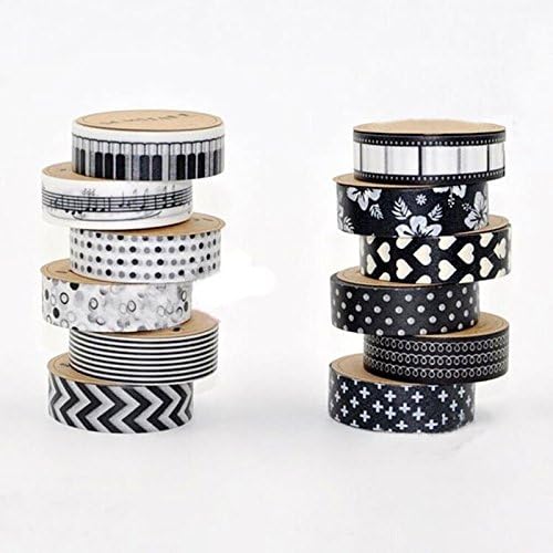 Queenbuygo 1.5100cm DIY Paper Crafts Sticky Adhesive Sticker Washi Paper Tape Decor - 5 rolls/Pack