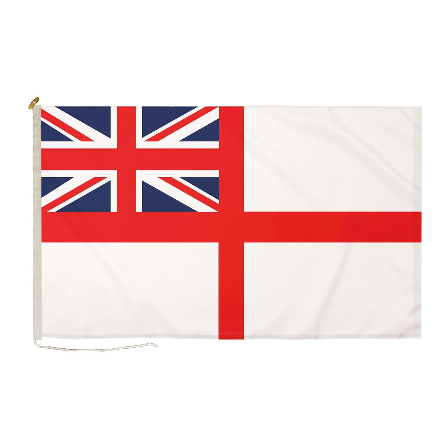 DuraFlag White Ensign Small Courtesy Flag 20x12 Inch Premium Quality With Rope & Toggle Reinforced Stitching 50x30cm Royal Navy Naval Ensign Flag Heavy Duty Polyester