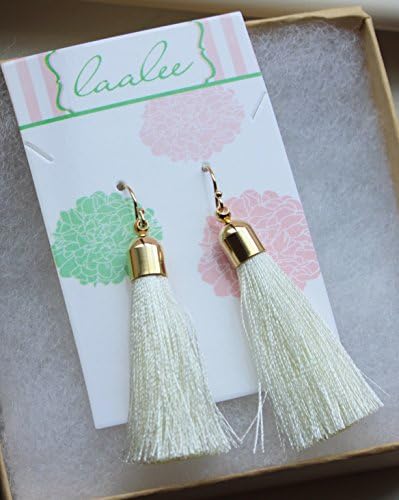 Laalee JewelryCream Tassel Earrings, Ivory Fringe Earrings, 14k Gold Filled Earwires, 2.25"