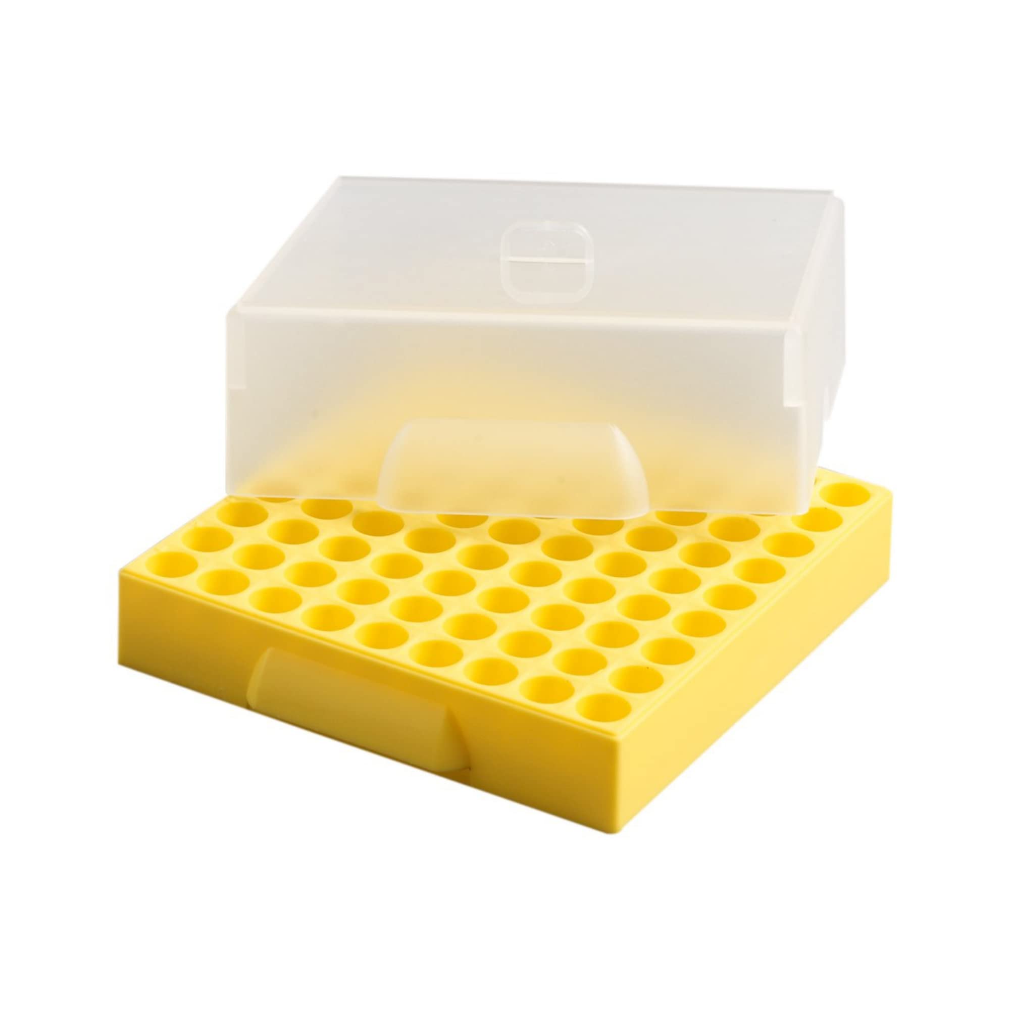 Camlab Plastics RTP/76001-Y 81 Place Polypropylene Maxicold Racks and Lid, Yellow (Pack of 5)