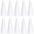 12 White Foam Cones 10cm - DIY Christmas Tree Crafts & Flower Arranging Supplies