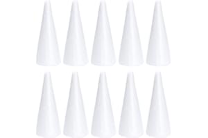 Holibanna Foam Cones Shaped Crafts White Christmas Tree Table Centerpiece Flower Arrangement Props 10pcs 18.5CM