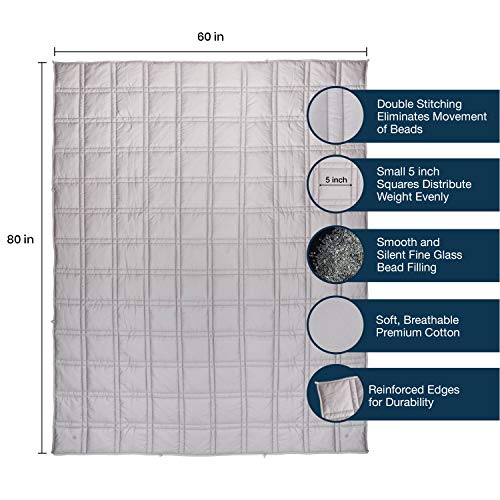 CoziRest Cooling Weighted Blanket - 20 lbs - 60x80" Queen Size - Cool Bamboo & Cozy Minky Dual-Sided Cover Included - Heavy Blanket for Adults from 190 - 240 lbs