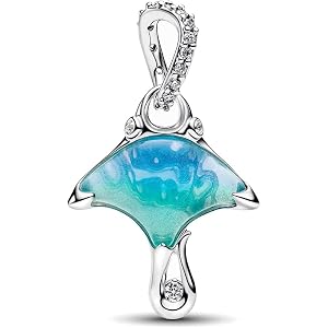 925 Sterling Silver Dangle Charm Fit Women Bracelet And Necklaces Jewelry | Manta Ray Pendants Beads Jewelry Charms for Women