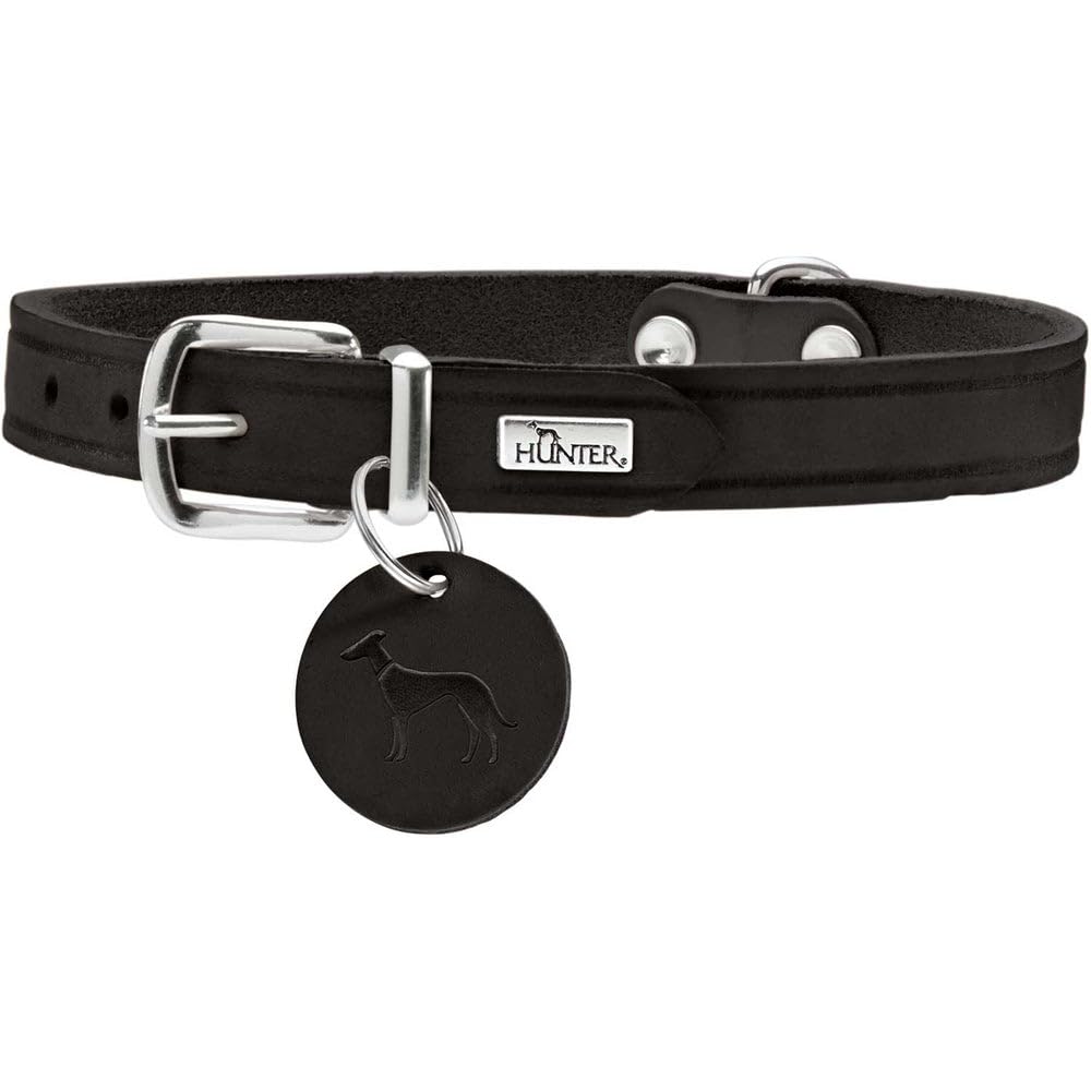 HUNTER Collar Aalborg, 37 Soft genuine cow leather, black