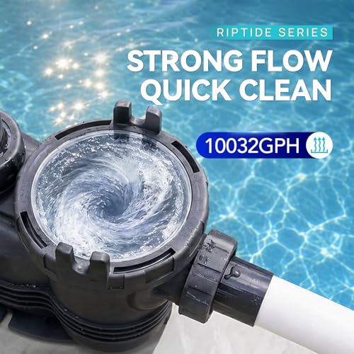 AQUASTRONG In/Above Ground Pool Pump Pure Copper Motor Energy Efficient High Flow Powerful Self Primming Swimming Pool Pumps with Filter Basket, Light Black
