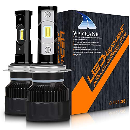 Wayrank H7 LED Headlight Bulb, 10000LM Conversion Kit Super Bright CSP Chips 6000K Cool Xenon White