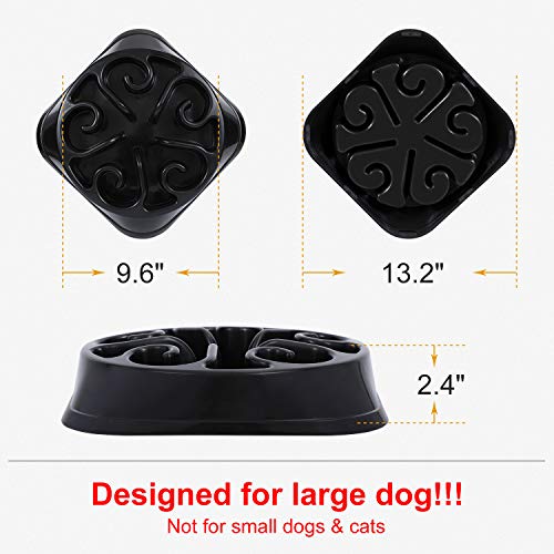 KASBAH Dog Slow Feeder Bowl, Puzzle Bowl for Large Dogs, Anti-Choke Large Dog Bowl Anti-Gulping Slow Food Feeding Dishes Interactive Bloat Stop Dog Bowls, Black