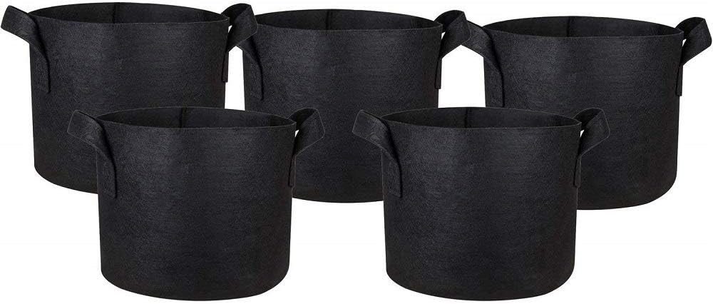 Kaptin 5 Pack 5 Gallon Plant Grow Bags,Root Pouch,Fabric Aeration Pots Container with Strap Handles, Garden Planter Fruit& Vegetables & Potato Growth Bag