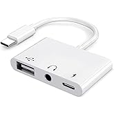 USB C to USB Adapter, 3 in 1 AUX to USB C Adapter with 3.5mm Headphone Jack + OTG + 60W PD Fast Charging Port,Compatible with iPhone 15/16, iPad Pro, MacBook and More