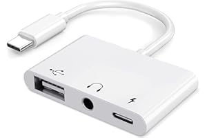AKWOR USB C to USB Adapter, 3 in 1 AUX to USB C Adapter with 3.5mm Headphone Jack + OTG + 60W PD Fast Charging Port,Compatible with iPhone 15/16, iPad Pro, MacBook and More