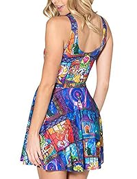 Vestido Skater con vuelo elástico sin mangas con plisado y estampado de dibujos animados