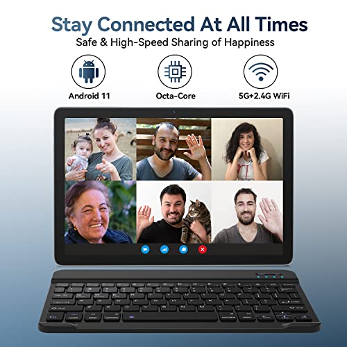 Tablet 2025 Latest Android Tablet 10 inch, Octa-Core 5G WiFi Tableta with Keyboard, 128GB + 8GB +1TB Expandable Storage, Large Touch-Screen Tablets,13MP Dual Camera/Bluetooth/GPS/HD Display/Mouse/Case