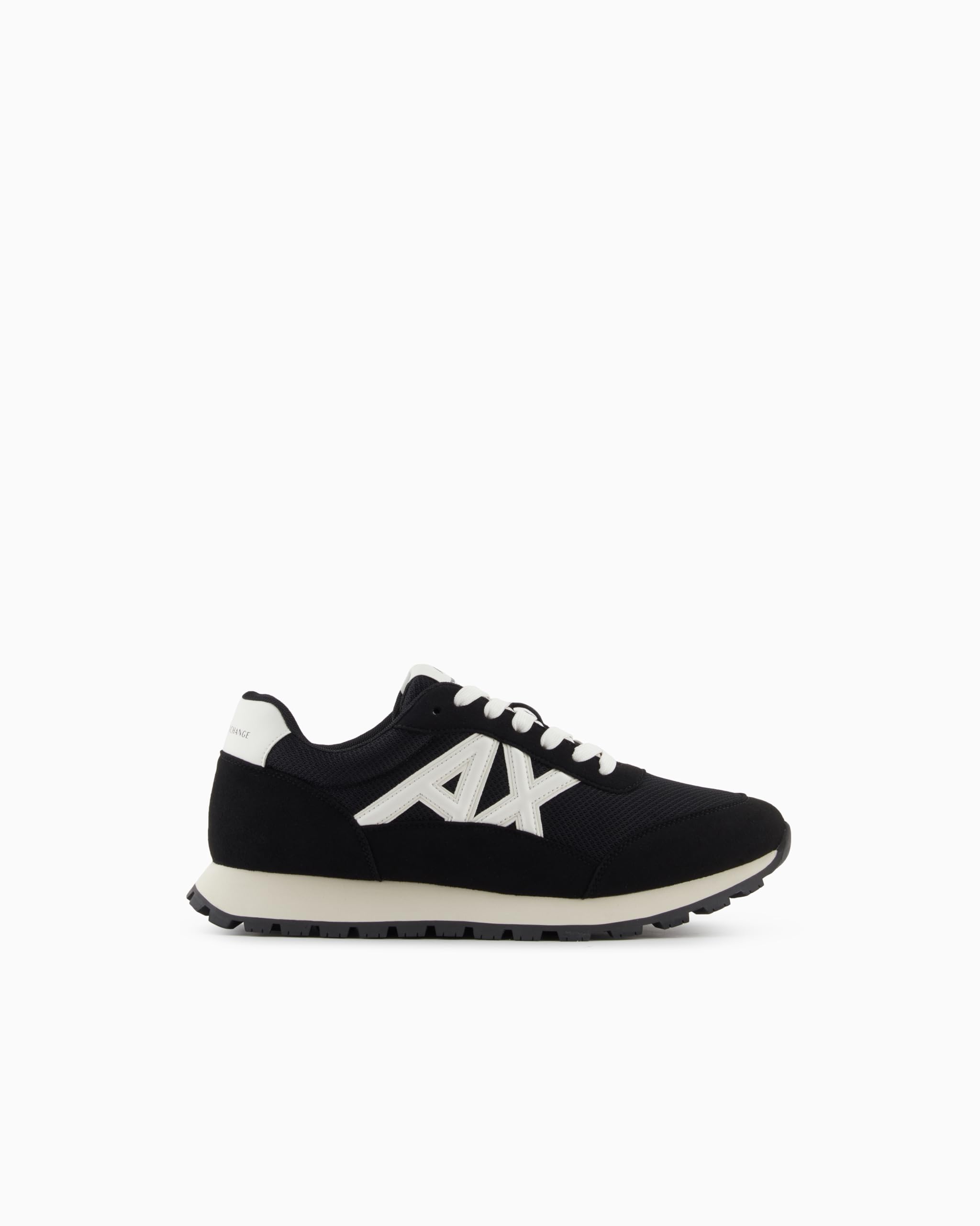Armani Exchange Men’s Drop Sneaker, Black/Off White, 11.5