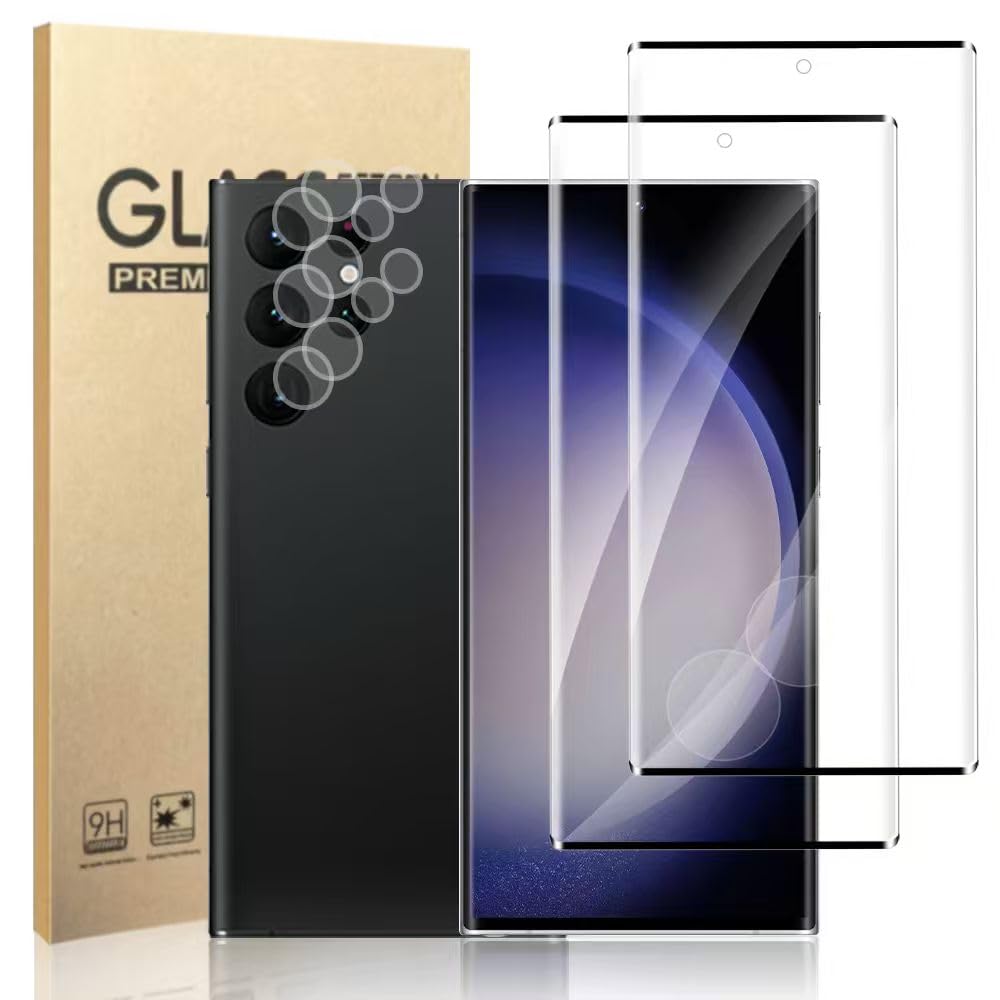 Photo 1 of [2+2 Pack] Galaxy S22 Ultra Screen Protector and Camera Lens Protector, 9H Hardness, HD Clear, Full Coverage, Case Friendly, Easy Installation, Bubble Free, For Samsung Galaxy S22 Ultra -6.8 Inch
