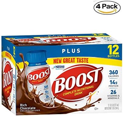 Boost Plus Complete Nutritional Drink, Rich Chocolate, 8 fl oz Bottle, Chocolate - 4 Pack
