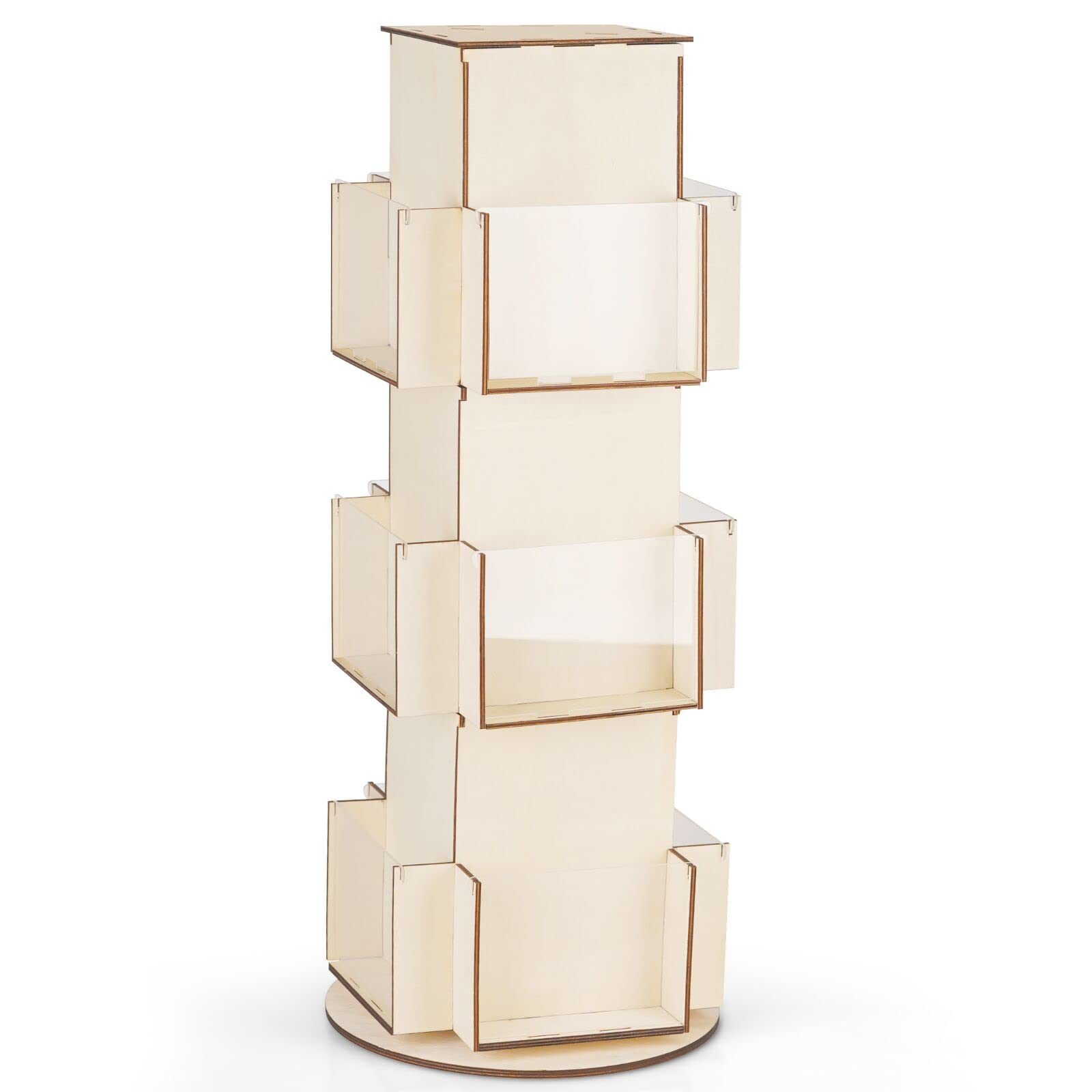 Photo 1 of Natheeph Rotating Wooden Display Rack with Two Card Sticker for Greeting Card Vendor Coffee Bag 3 Tier Tabletop Display Stand