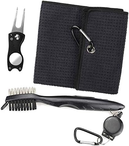 Hoedia Golf Bag Accessories for Men,Gray Golf Towels Kit for Golf Bags with Clip-Golf Club Brush Microfiber Waffle for Groove Clean Hoedia Golf Bag Accessories for Men,Gray Golf Towels Kit for Golf Bags with Clip-Golf Club Brush Microfiber Waffle for Groove Clean
