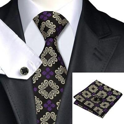 N0213 Jason Vogue 100% Pure Luxury Silk Italy Designer Hand Made Tie-Handkerchief-cufflinks Gift Box