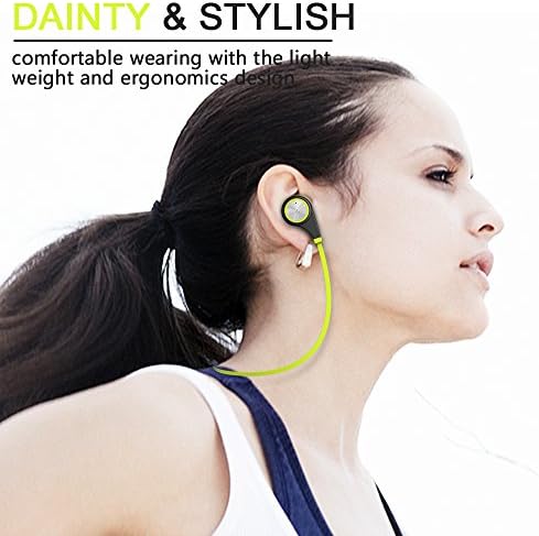 Pobode Bluetooth 4.1 Wireless Sports Headphones In-ear Running Stereo Noise-Cancelling Earbuds Headsets with Mic for iPhone 6s 6s Plus Samsung Galaxy S6 EdgeAndroid Smartphones(Green)