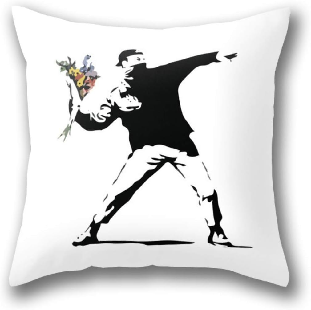 GYTOP Banksy Flower Thrower Standard Throw Pillowcase Cushion Covers 18X18 Inch