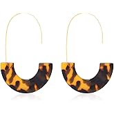 Acrylic Earrings Statement Tortoise Hoop Earrings Resin Wire Drop Dangle Earrings Fashion Jewelry For Women