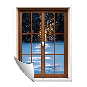 Wall Paper Small Wall Mural Snowscape Out of The Window Wall Art Removable Wall Decoration for Bedroom Living Room - 24x32 inches