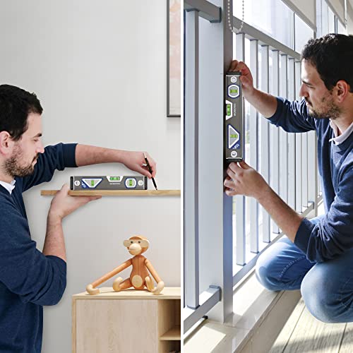 WORKPRO 10 Inch Torpedo Level, Small Leveler Tool, 3 Bubble Vials, Verti. Site, for Conduit Bending, Aluminum Alloy Construction