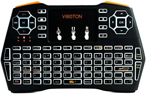 TJI i8plus 2.4GHz Backlit Mini Wireless Keyboard with Mouse Touchpad Combo, Rechargeable Portable and Remote Control Keyboard for Android TV Box, Smart TV, HTPC, IPTV, PC, Pad (White)